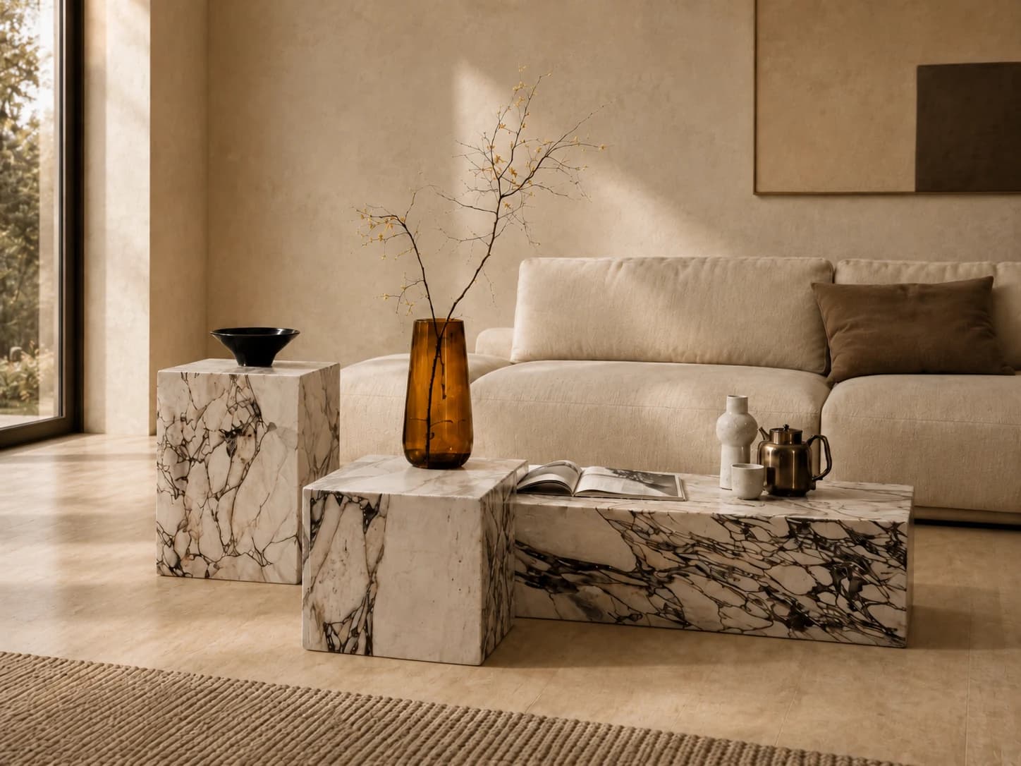 Atlas Calacatta Viola Nesting Coffee Table Set