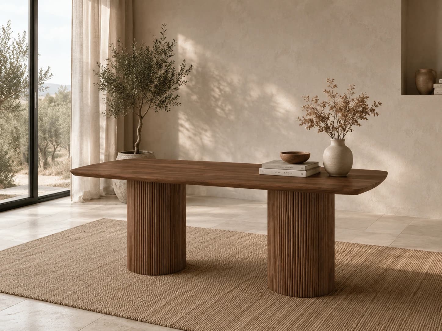Florya 205cm · Warm Walnut Dining Table