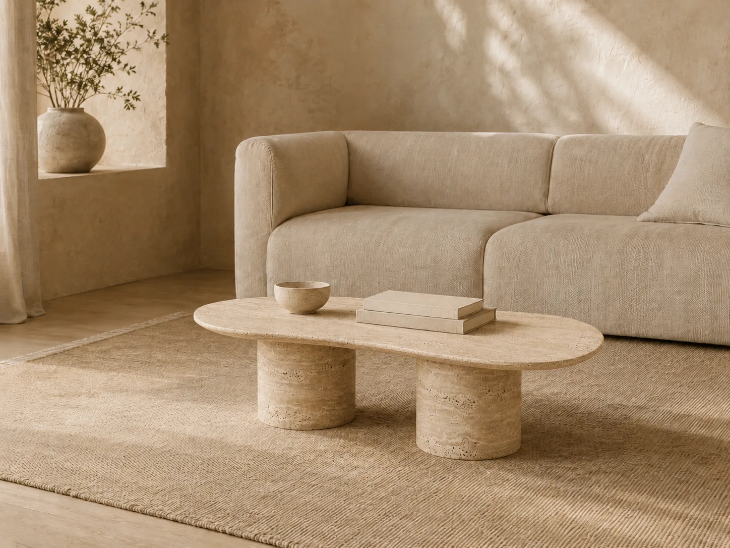 Levi 120cm · Travertine Coffee Table