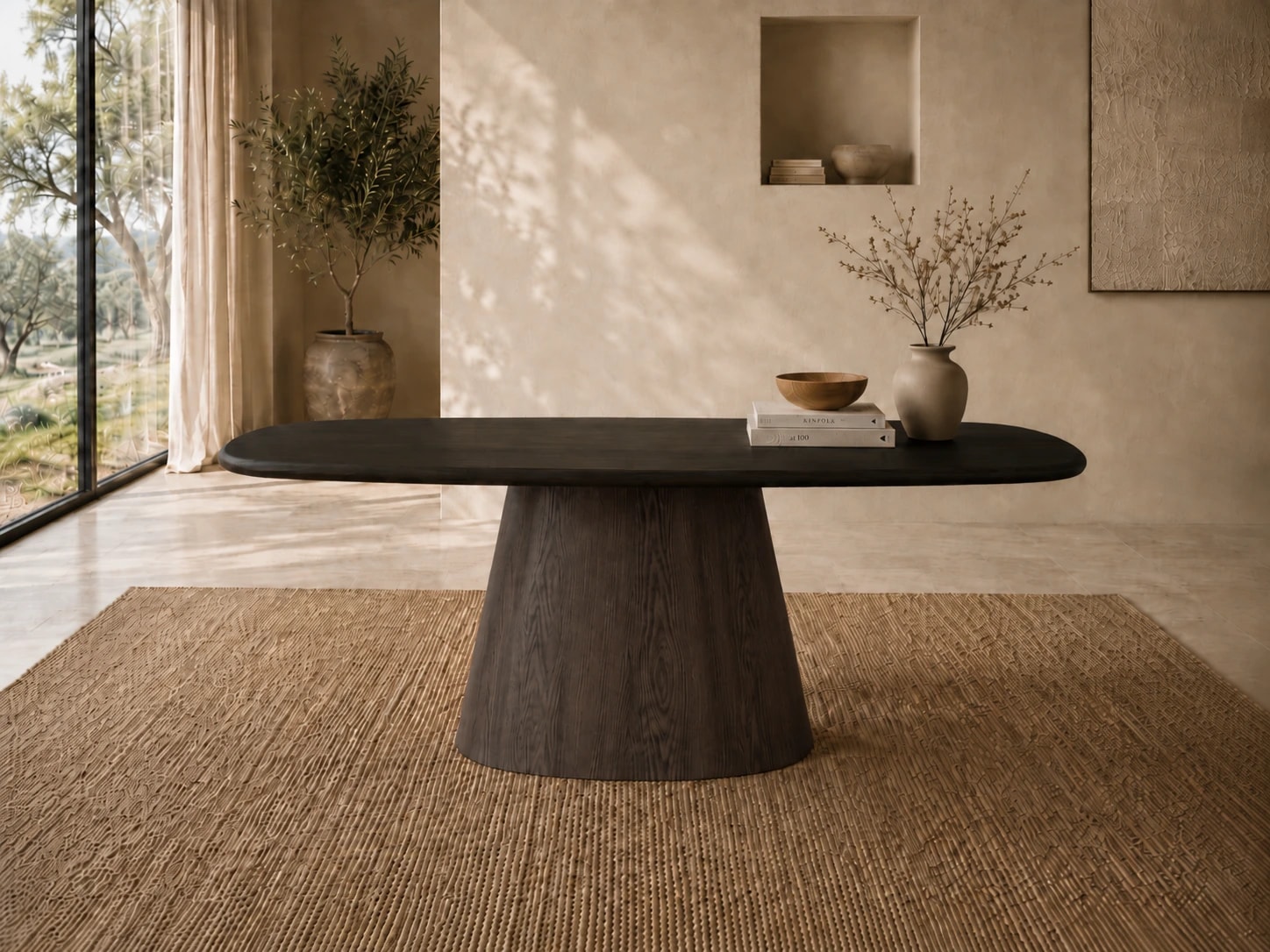 Natura C 205cm · Oak Black Dining Table