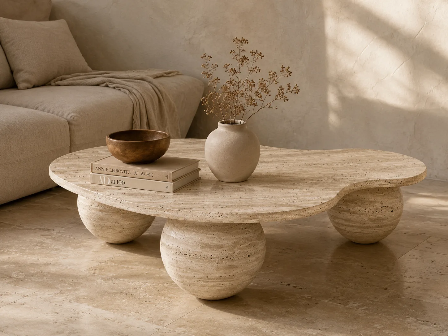 Organic 120cm · Travertine Coffee Table