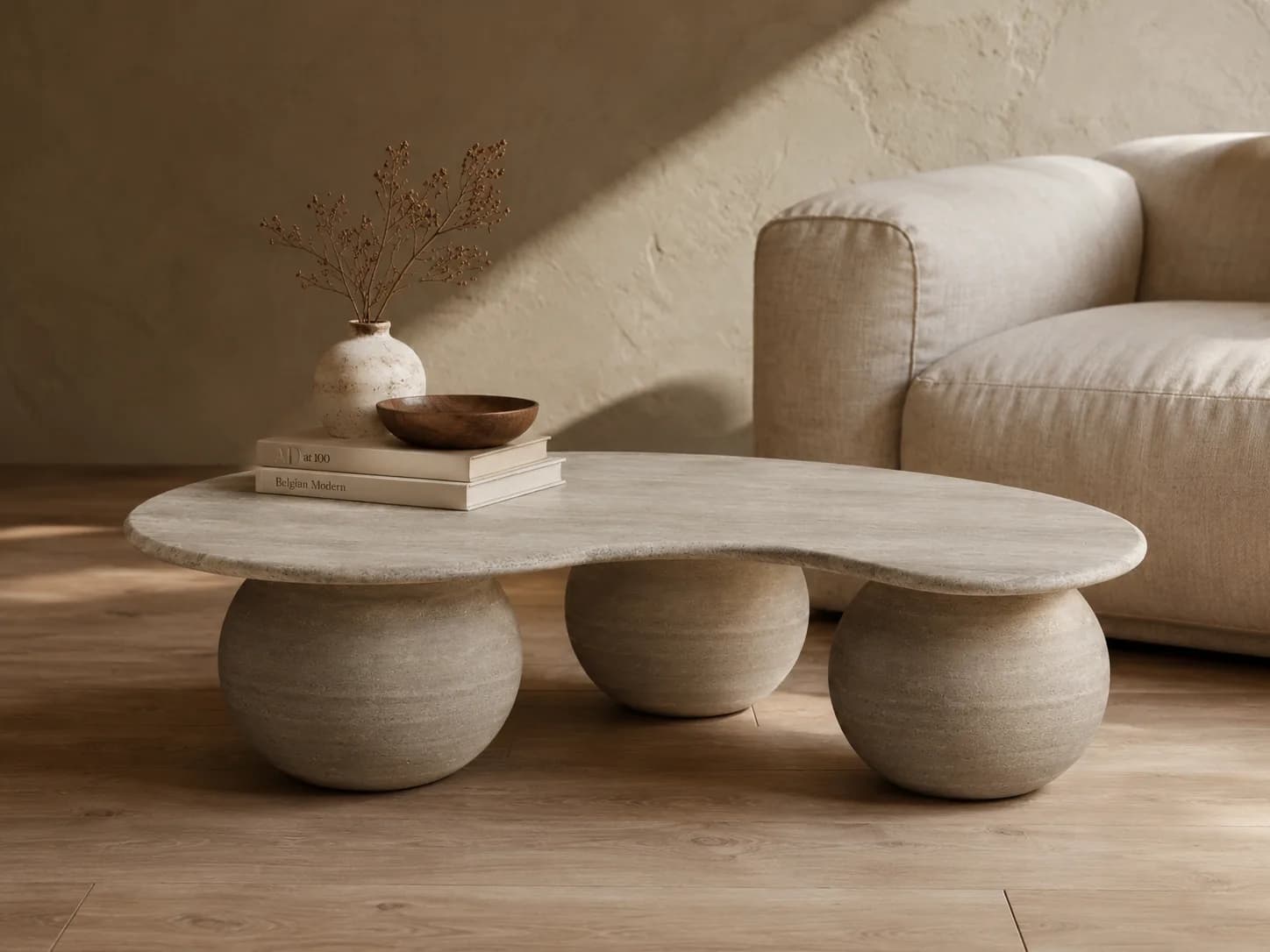 Organic Wave 120cm · Travertine Coffee Table