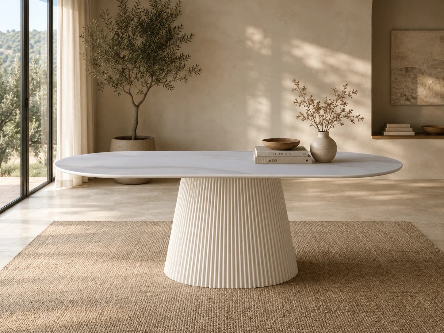 Oval 205cm · Calacatta Gold Ceramic Dining Table