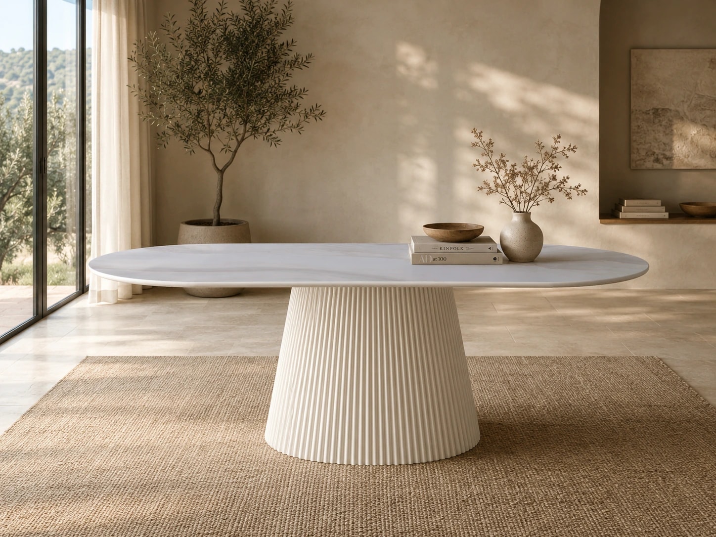 Oval 205cm · Calacatta Gold Ceramic Dining Table
