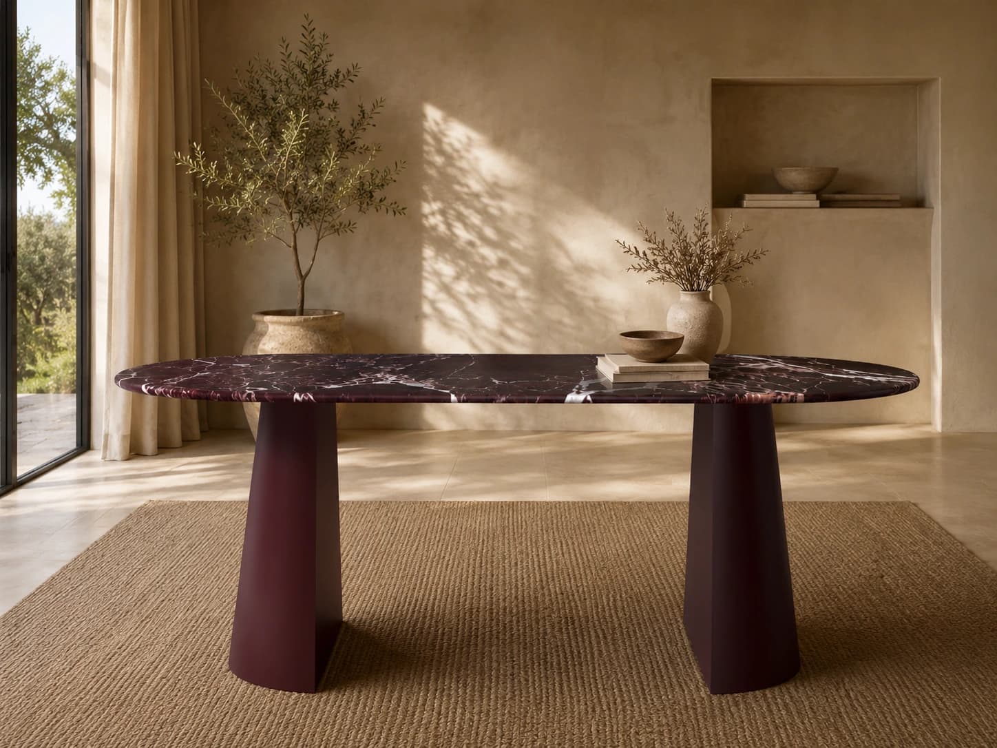 Oval C 190cm · Elazığ Vişne Marmeren Eettafel