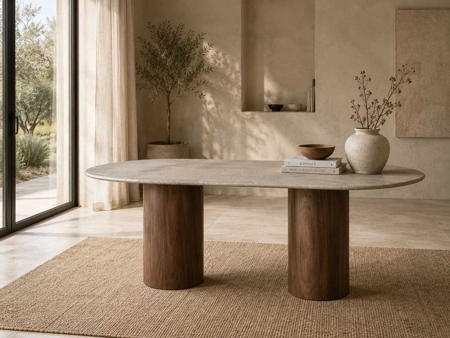 Oval C 200cm · Travertijn Eettafel
